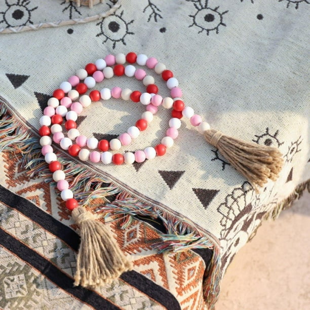 Rustic Country Wood Beads Garland Jute Tassels String Wall Home Decor DIY Set B Rustic Country Wood Beads Garland Jute Tassels String Wall Home Decor DIY Set B